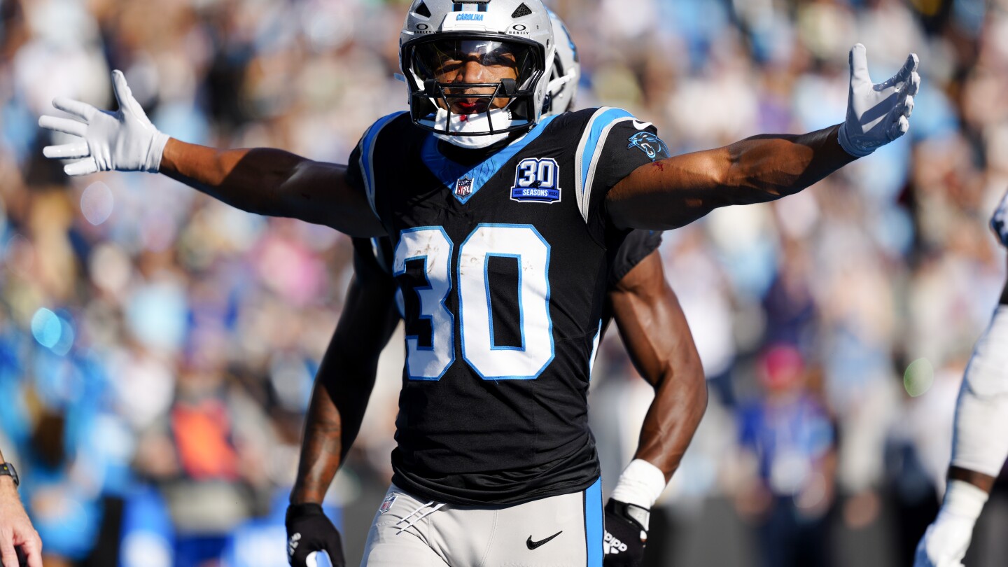 Hubbard runs for 2 TDs, Young leads winning drive as Panthers beat Saints 23-22