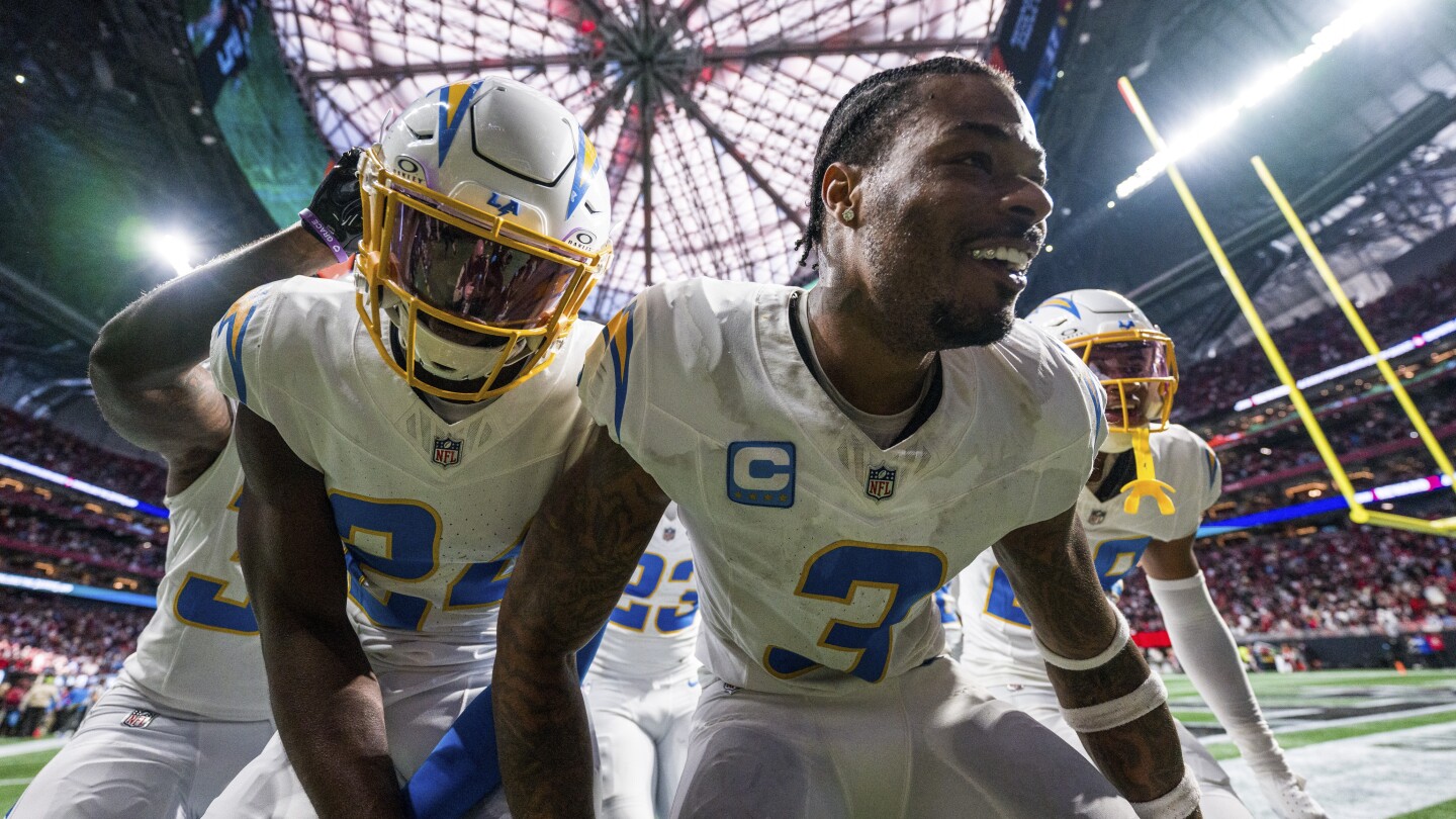 Still makes 2 picks, returns one for TD as Chargers hand Falcons third straight loss, 17-13