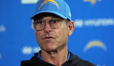 Coach Jim Harbaugh briefly leaves Chargers-Broncos game due to illness