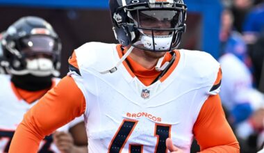 Linebacker Drew Sanders was carted off after suffering a lower leg injury