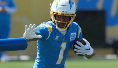 Quentin Johnston, Justin Herbert show off deep connection in training camp