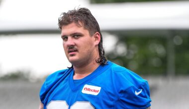 Detroit Lions 2025 training camp Day 1 observations: Tate Ratledge opens at center
