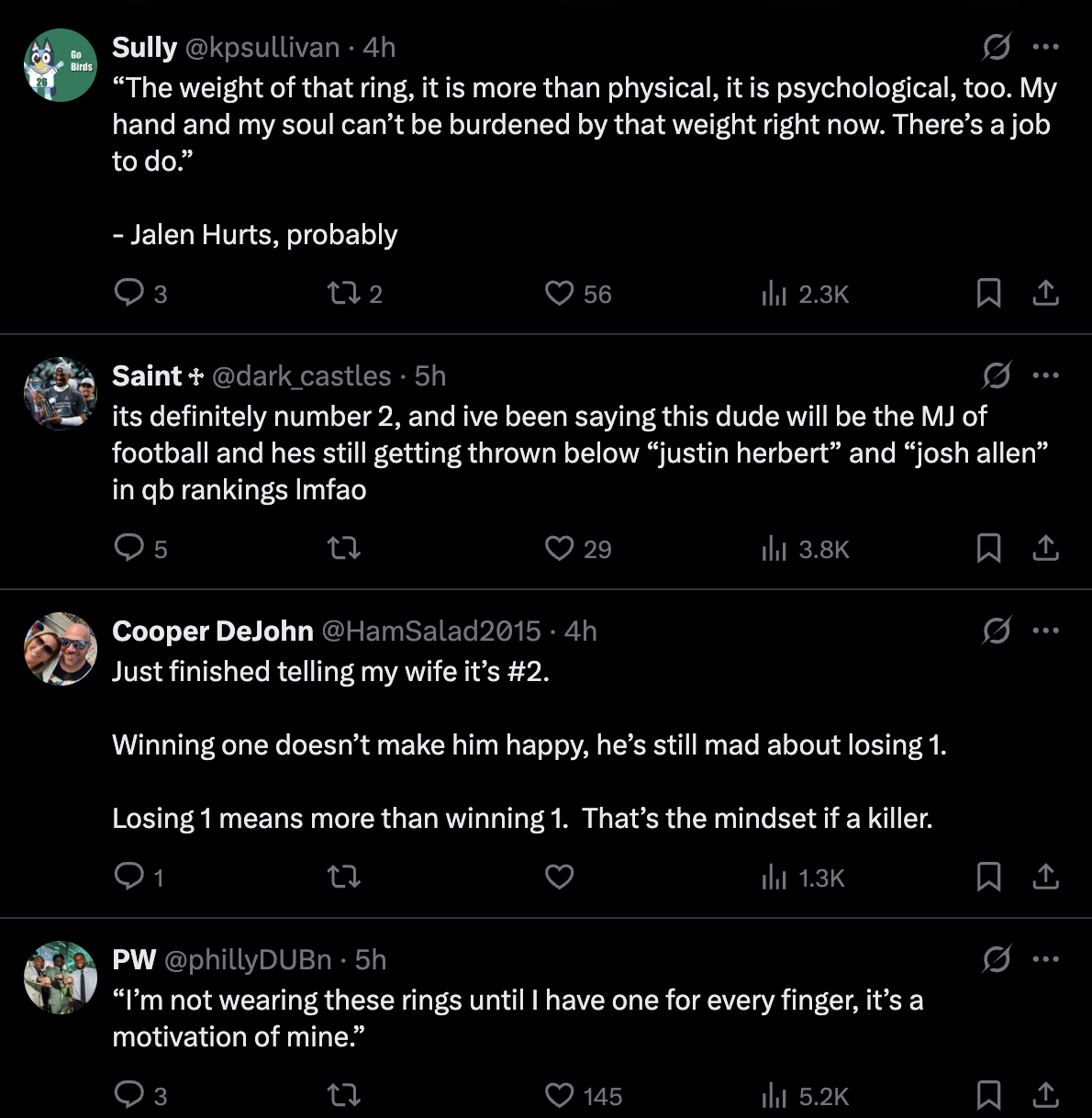 Fans divided as Jalen Hurts refuses to wear Super Bowl ring at ceremony. x