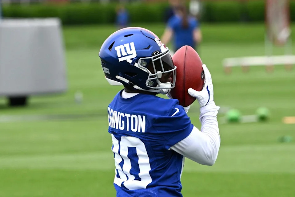 Giants’ Montrell Washington practices during OTA’s in East Rutherford, N.J. Bill Kostroun/New York Post
