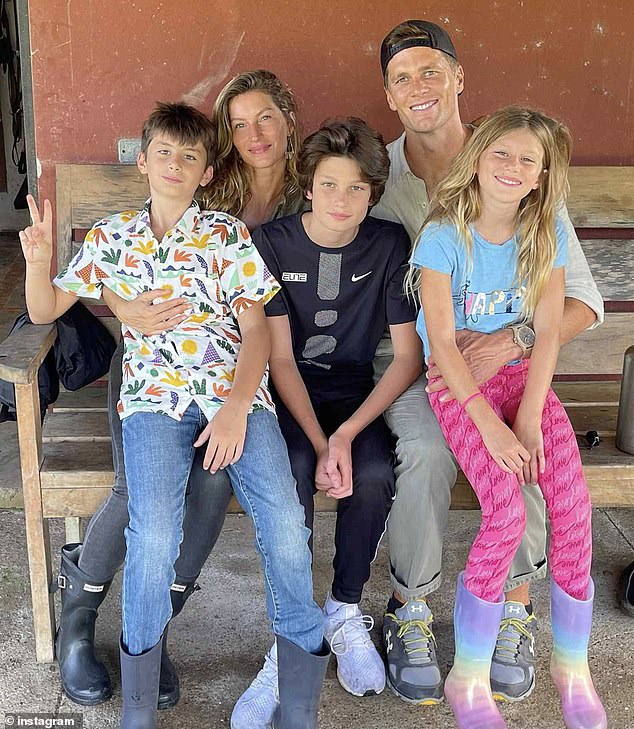 Tom Brady pictured with ex-wife Gisele Bundchen and his family during happier times