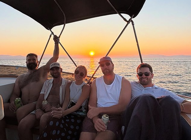 Travis and Jason Kelce pictured alongside Tampa Bay Buccaneers QB Baker Mayfield