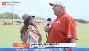 Andy Reid wasn't giving anything away when quizzed on Travis and Taylor by Kay Adams