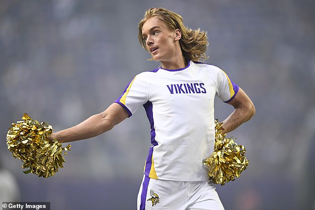 Minnesota Vikings cheerleader Blaize Shiek performs before a recent preseason game