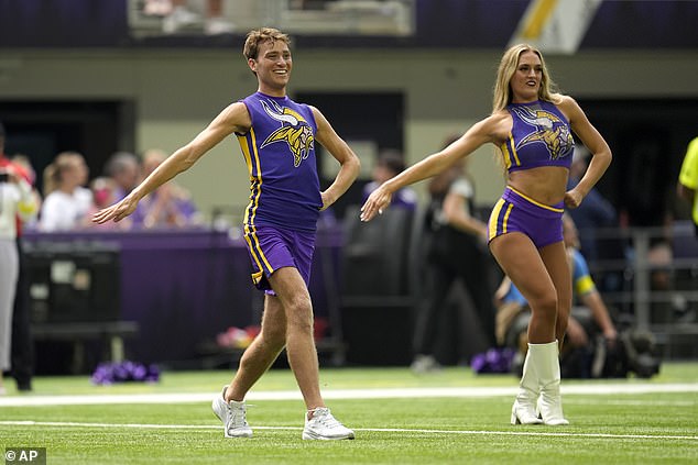 The Vikings are one. of a few teams to include male performers on their dance team