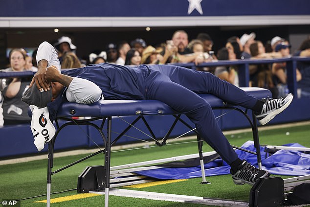 Parsons laid on a medical table during his team's final preseason test of the summer