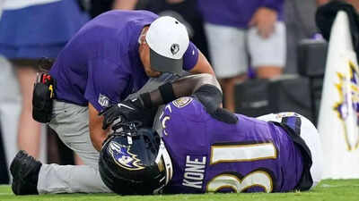 Ravens rookie Bilhal Kone suffers brutal injury during NFL preseason game, carted off with air cast on leg