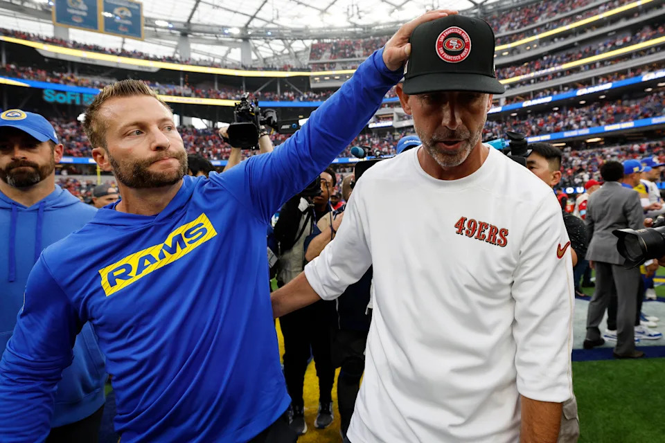 The Shanahan tree has sprouted some of the most successful head coaches in the NFL this century, including the Rams' Sean McVay (left) and the 49ers' Kyle Shanahan. (Photo by Kevork Djansezian/Getty Images)