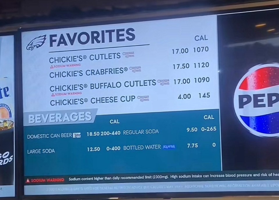 The prices of Chickie's & Pete's in the stadium is over double the prices of their restaurant