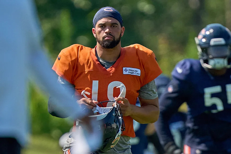 Caleb Williams of the Chicago Bears will take his first preseason snaps of this year on Sunday night. (Photo by Robin Alam/Icon Sportswire via Getty Images)