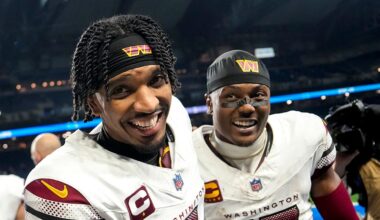 Commanders' Jayden Daniels reacts to Terry McLaurin's trade request