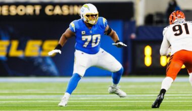 Chargers star LT Rashawn Slater carted off with apparent leg injury at practice