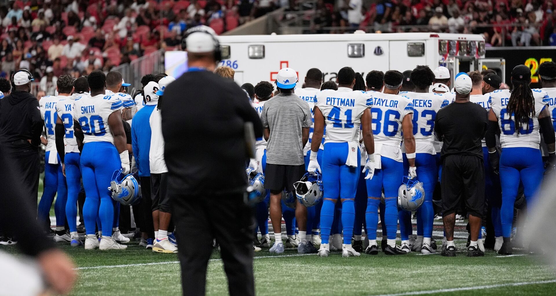 Morice Norris stuns Detroit Lions teammates with surprise action just days after game is suspended following his injury