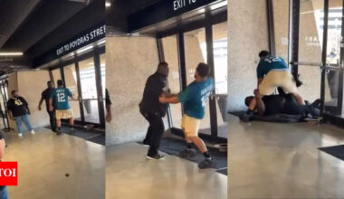 Fight between Jacksonville Jaguars supporter and New Orleans Saints fan turns chaotic during heated NFL preseason matchup | NFL News