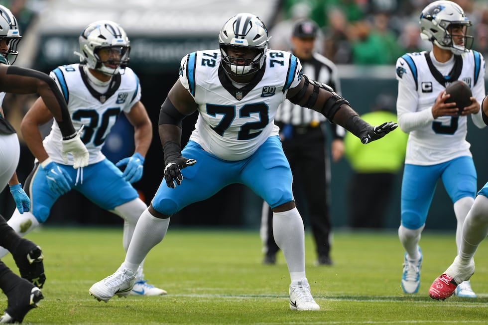The Panthers agreed to a two-year, $44 million extension to keep Taylor Moton (72) with the...
