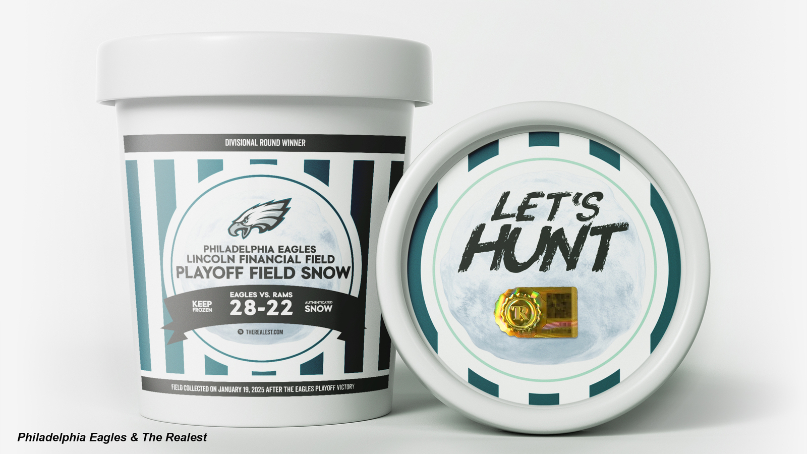 Pints of snow collected from Lincoln Financial Field after Eagles' playoff win against LA Rams sell out