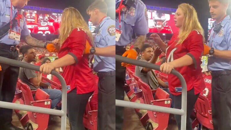 Bizarre Twist As New Video Shows Passed-Out Female Buccaneers Fan Getting Escorted Out By Security While Her Boyfriend Refused To Go With Her, Stuck Around To Watch 4th Quarter Of Meaningless Preseason Game Instead