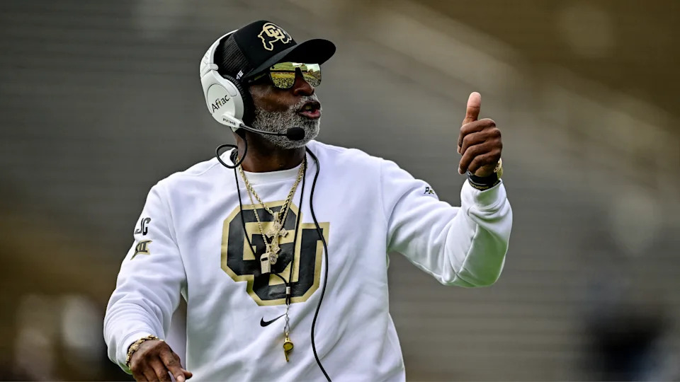 Deion Sanders on Colorado sideline.