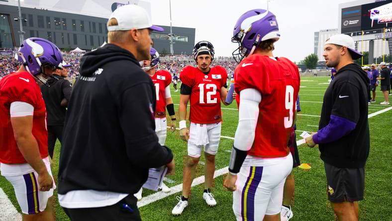 Max Brosmer, JJ McCarthy - Minnesota Vikings practice