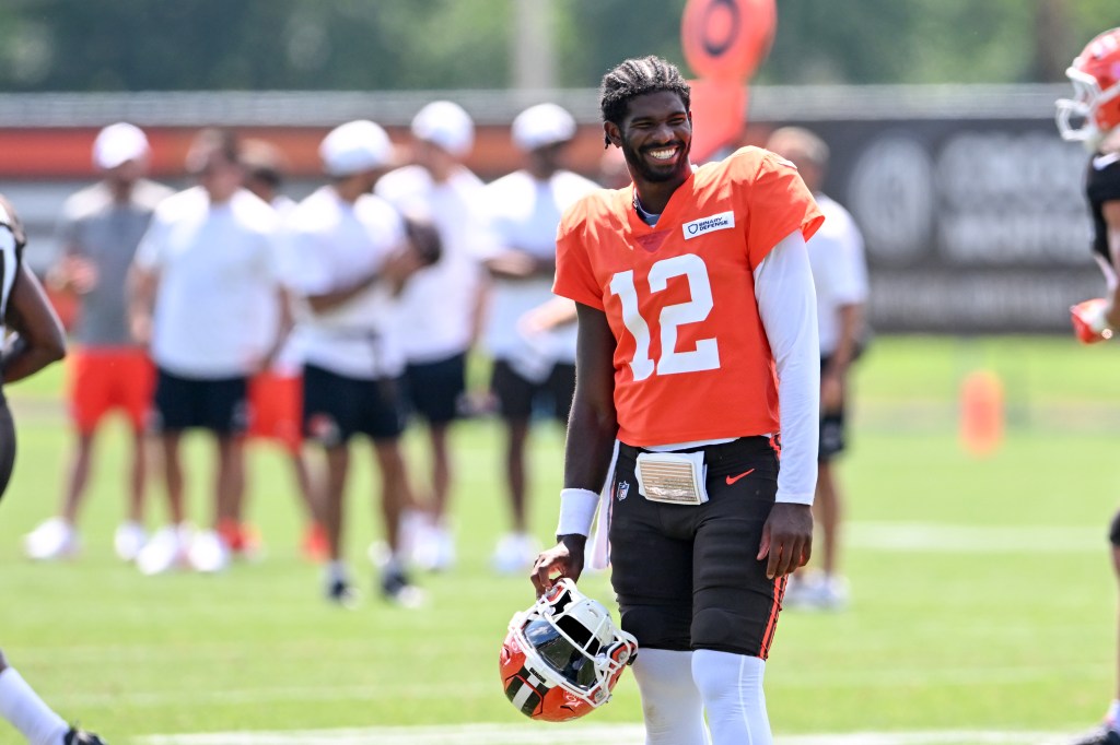 Shedeur Sanders at Browns training camp earlier this week.