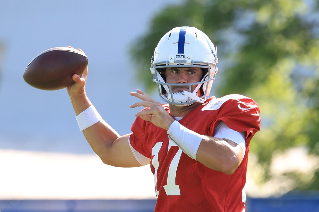 Indianapolis Colts quarterback throwing a football.