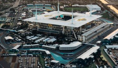 Helicopter aerial views during the F1 Miami Grand Prix on Thursday, May 1, 2025 in Miami Gardens, Fla. (Carlos Goldman/F1 Miami GP)