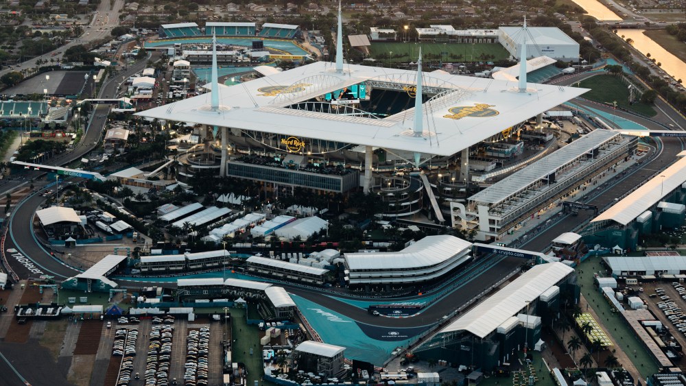 Helicopter aerial views during the F1 Miami Grand Prix on Thursday, May 1, 2025 in Miami Gardens, Fla. (Carlos Goldman/F1 Miami GP)