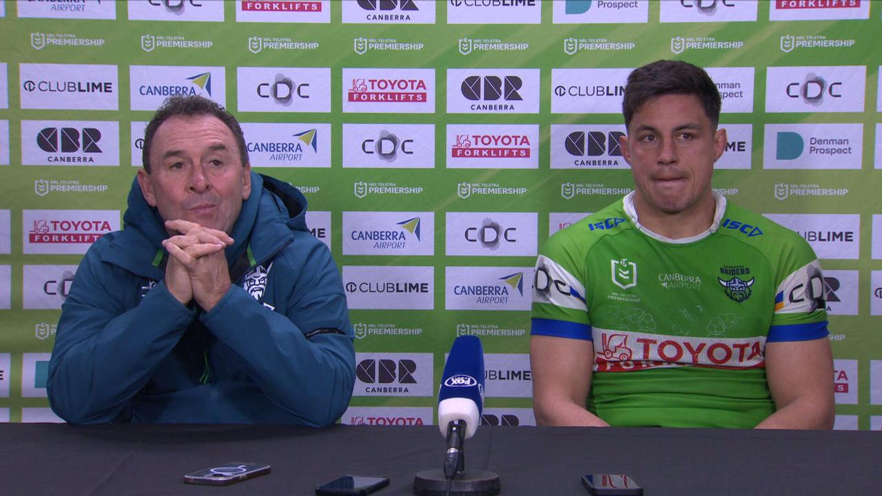 Ricky Stuart gives blunt assessment after Raiders loss, Ricky Stuart press conference, Dragons v Raiders, video