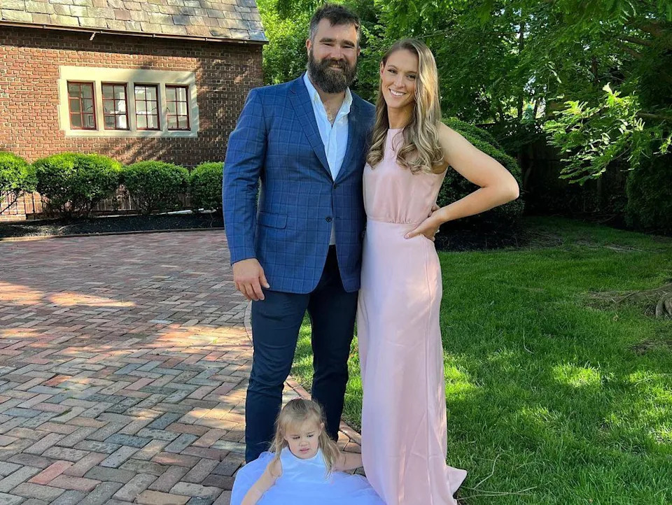 Kylie Kelce and Jason Kelce posing in formal wear