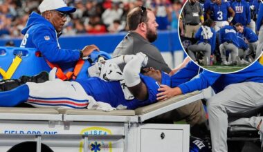 TJ Moore carted off after gruesome leg injury in Giants preseason finale