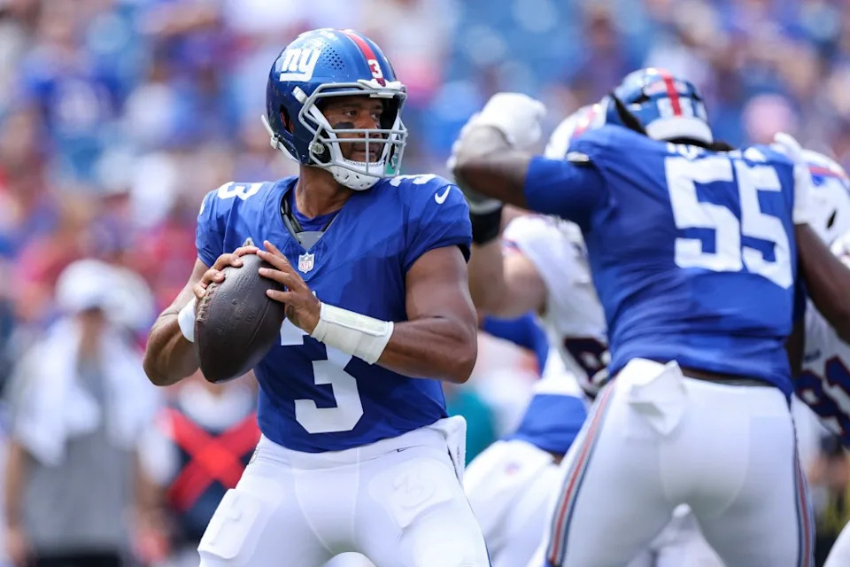 Russell Wilson made his Giants debut in the preseason in August 2025. Getty Images