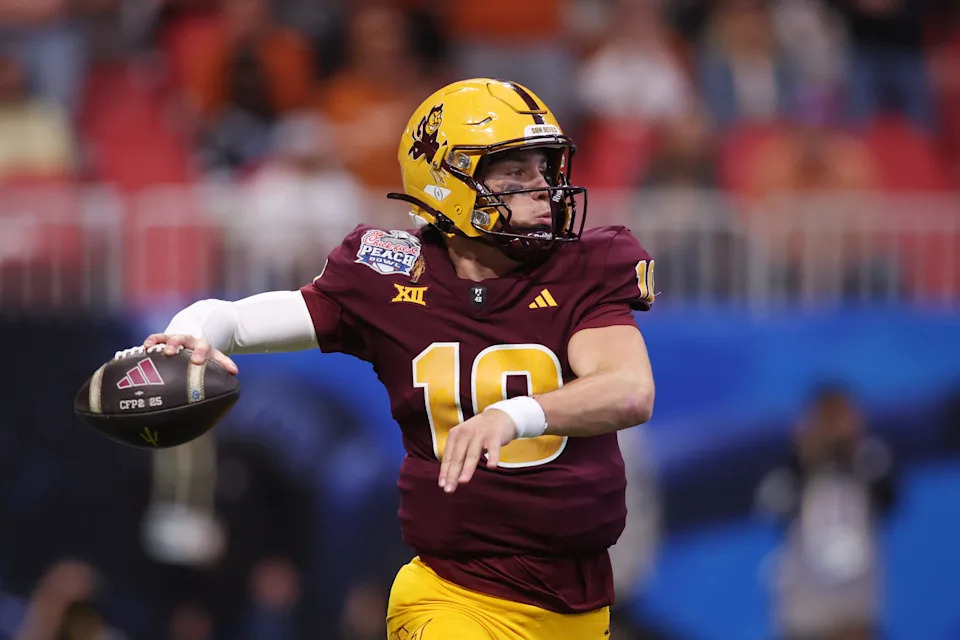 ASU football QB Sam Leavitt could be a Top 10 picks in the 2026 NFL Draft, according to recent NFL mock draft projections.