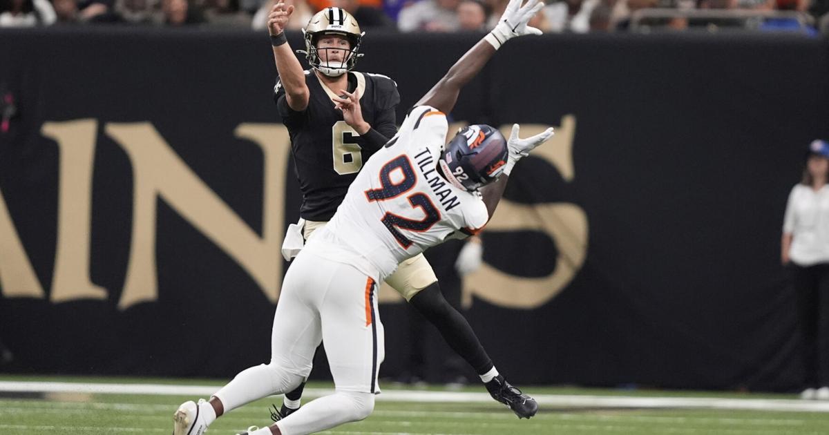 Saints coach Kellen Moore says his QB decision will be 'challenging' after 28-19 loss to the Broncos - Indiana Gazette Online