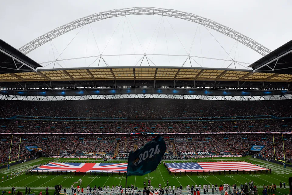 NFL games in Europe have become a fixture of the regular season calendar. (Photo by Danielle Parhizkaran/The Boston Globe via Getty Images)