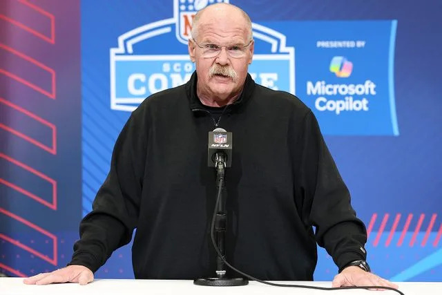 Stacy Revere/Getty Head coach Andy Reid of the Kansas City Chiefs speaks to the media during the NFL Scouting Combine at the Indiana Convention Center on February 25, 2025
