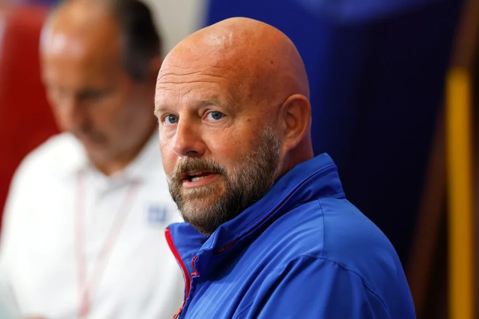 New York Giants head coach Brian Daboll answers questions from reporters during practice on Saturday, Aug. 2, 2025, in East Rutherford, N.J. Noah K. Murray-NY Post
