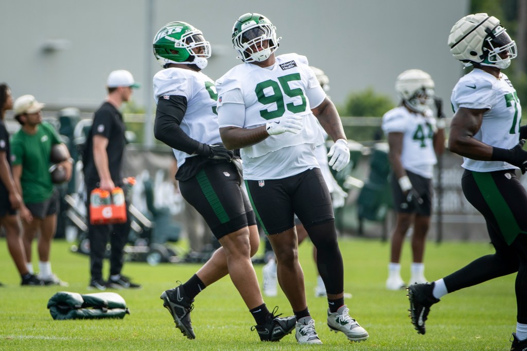 New York Jets training camp: Quinnen Williams (95) at practice.