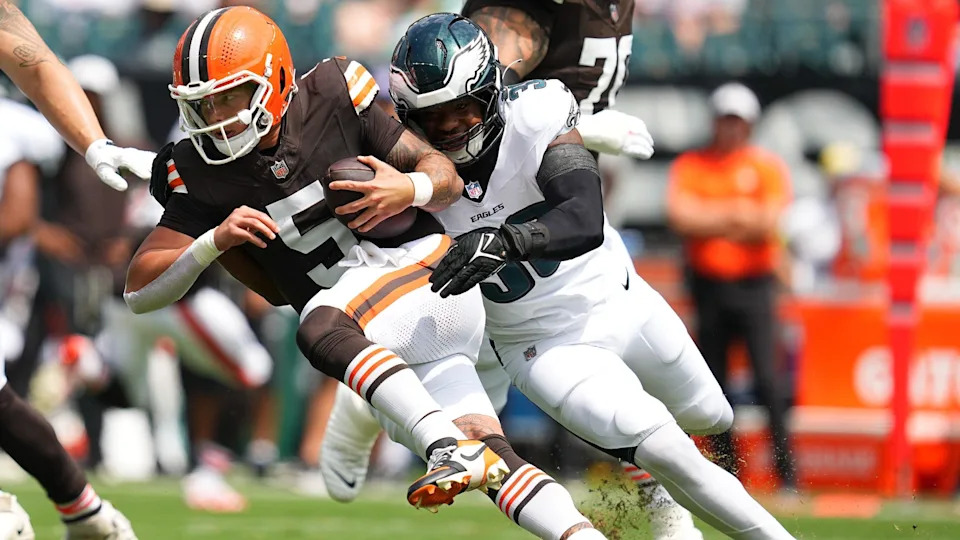 Cleveland Browns quarterback Dillon Gabriel in action against the Philadelphia Eagles