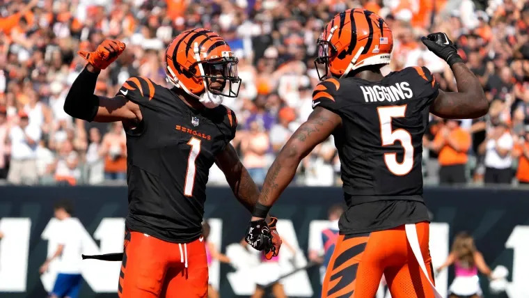 Bengals Ja'Marr Chase Tee Higgins - Mandatory Credit: Cara Owsley/The Enquirer / USA TODAY NETWORK