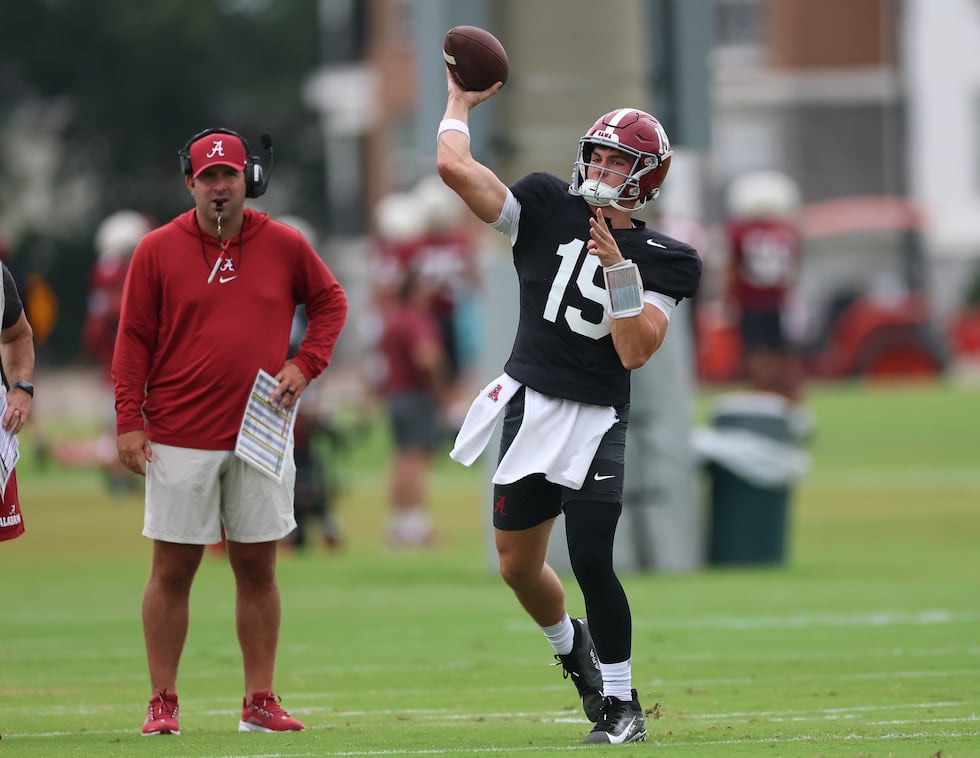 8/5/25 MFB MFB fall camp practice 4Alabama Quarterback Ty Simpson (15)Photo by Kent Gidley