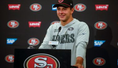 New dad Brock Purdy kept busy at 49ers camp dodging Nick Bosa