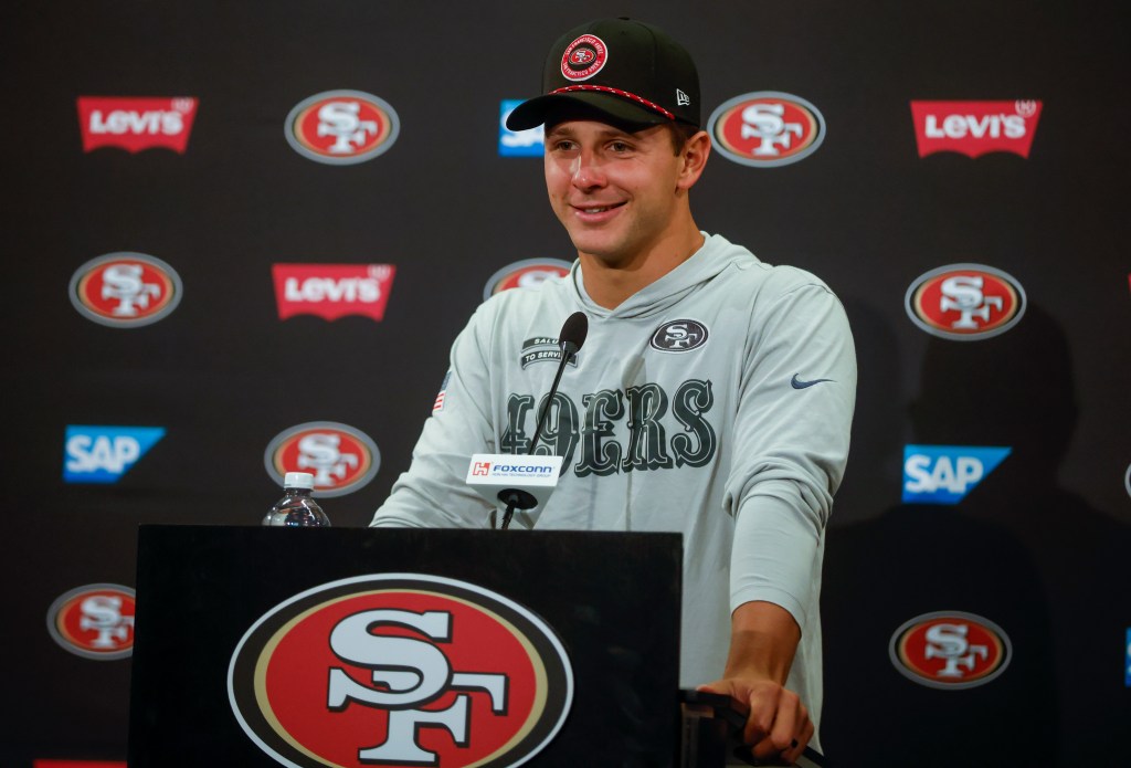 New dad Brock Purdy kept busy at 49ers camp dodging Nick Bosa