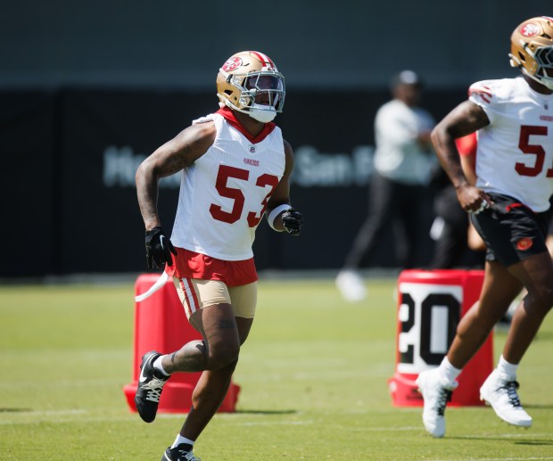 San Francisco 49ers' Dee Winters (53) practices at the San Francisco 49ers' practice facility in Santa Clara, Calif., on Wednesday, June 11, 2025. (Dai Sugano/Bay Area News Group)