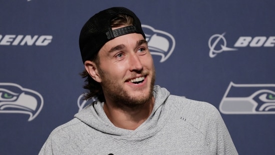 Seattle Seahawks wide receiver Jake Bobo speaks during a press conference after an NFL preseason football game Friday, Aug. 15.(AP)