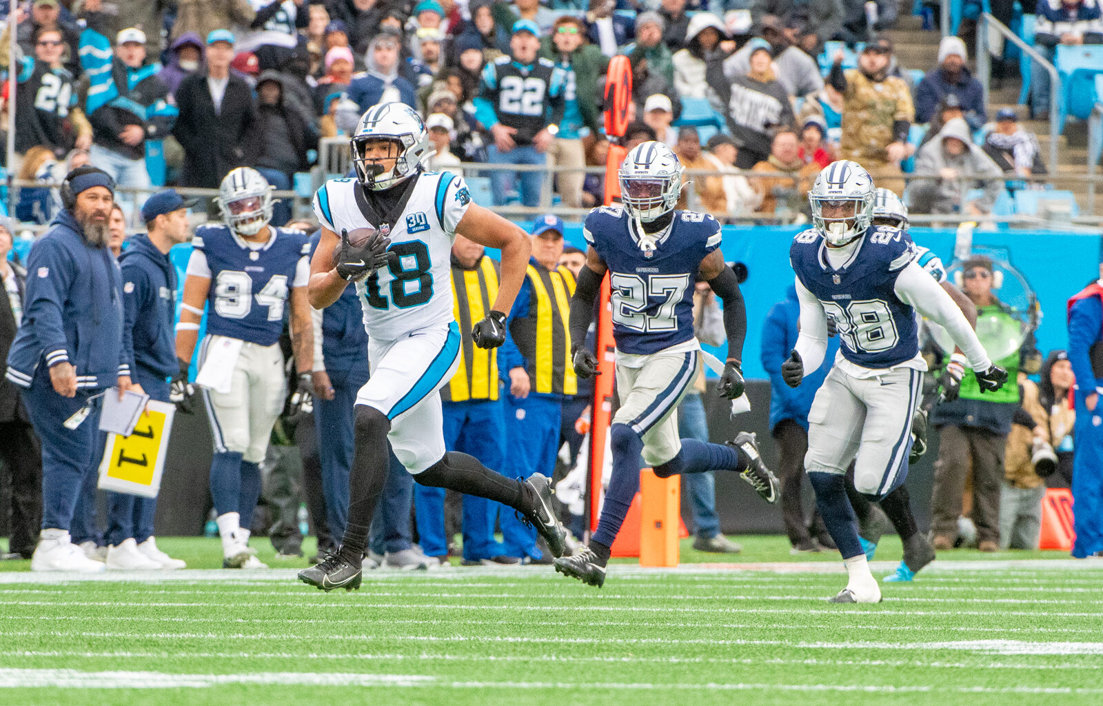Panthers WR Jalen Coker makes sacrifice to special teams