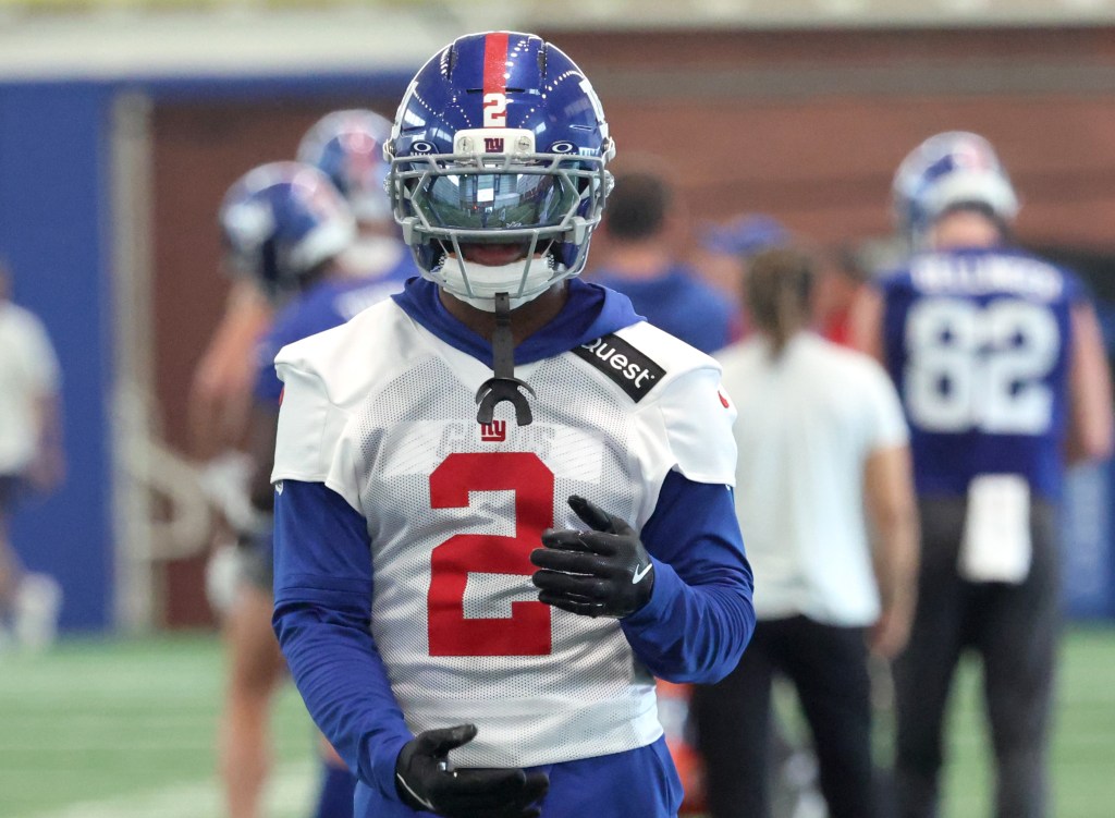 Deonte Banks looks on during a Giants training camp session earlier this month.